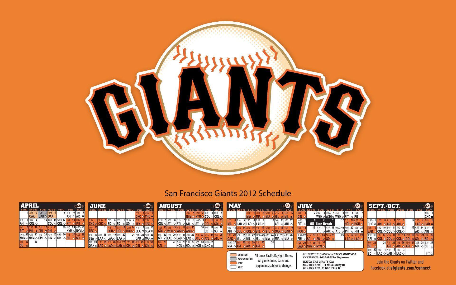 Sf Giants Schedule Calendar Template