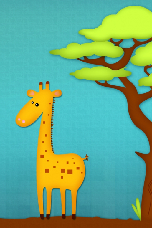 Happy Cartoon Giraffe iPhone HD Wallpaper