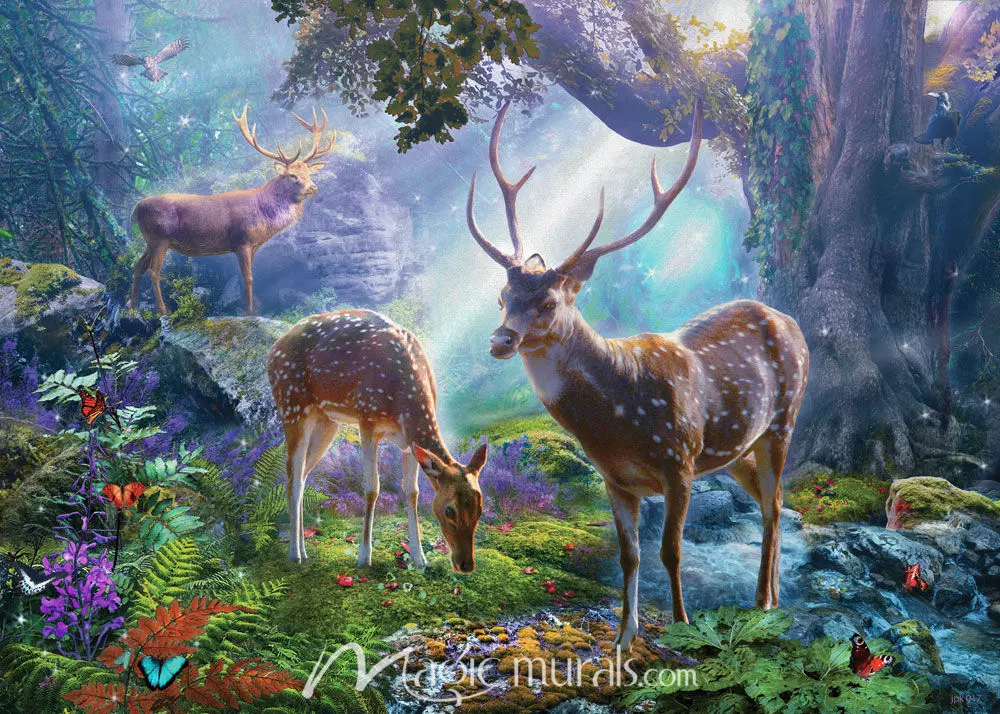 Free download Three Deer in Forest Wallpaper Mural by Magic Murals