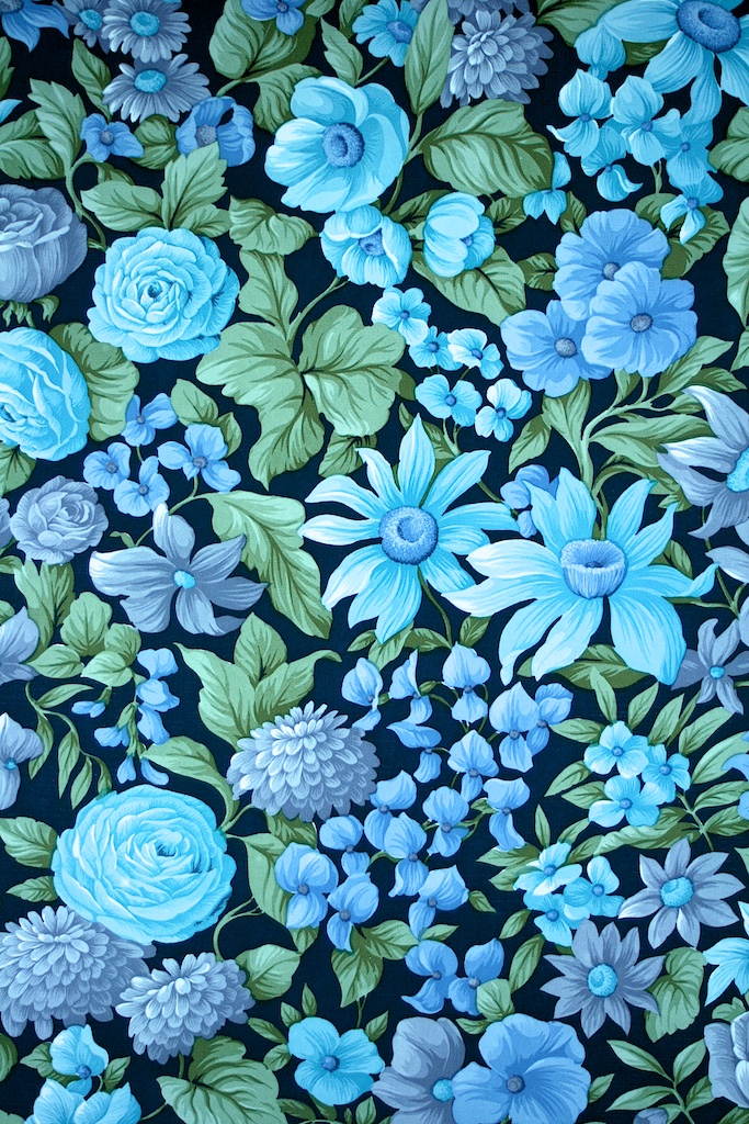 Turquoise Floral Vinyl Wallpaper