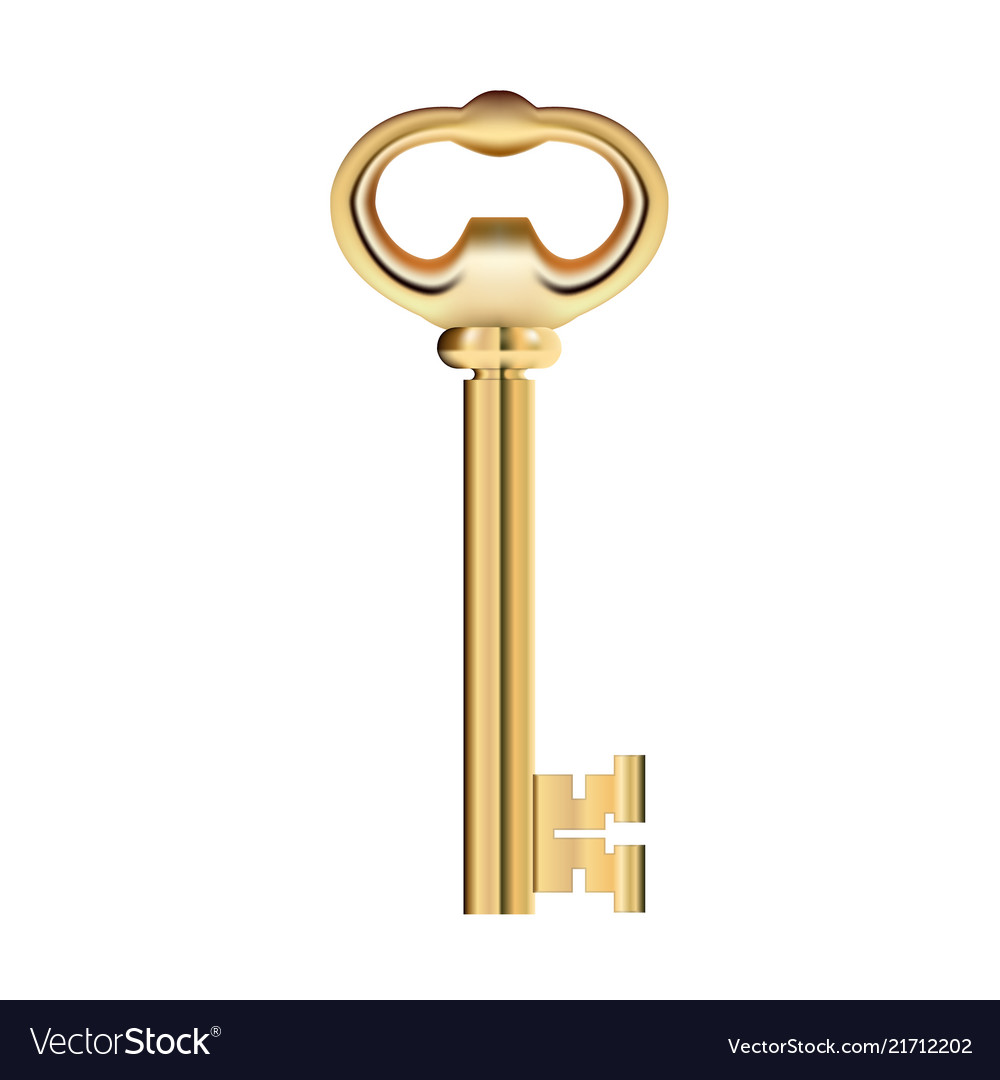 Golden Key Isolated On White Background Royalty Vector