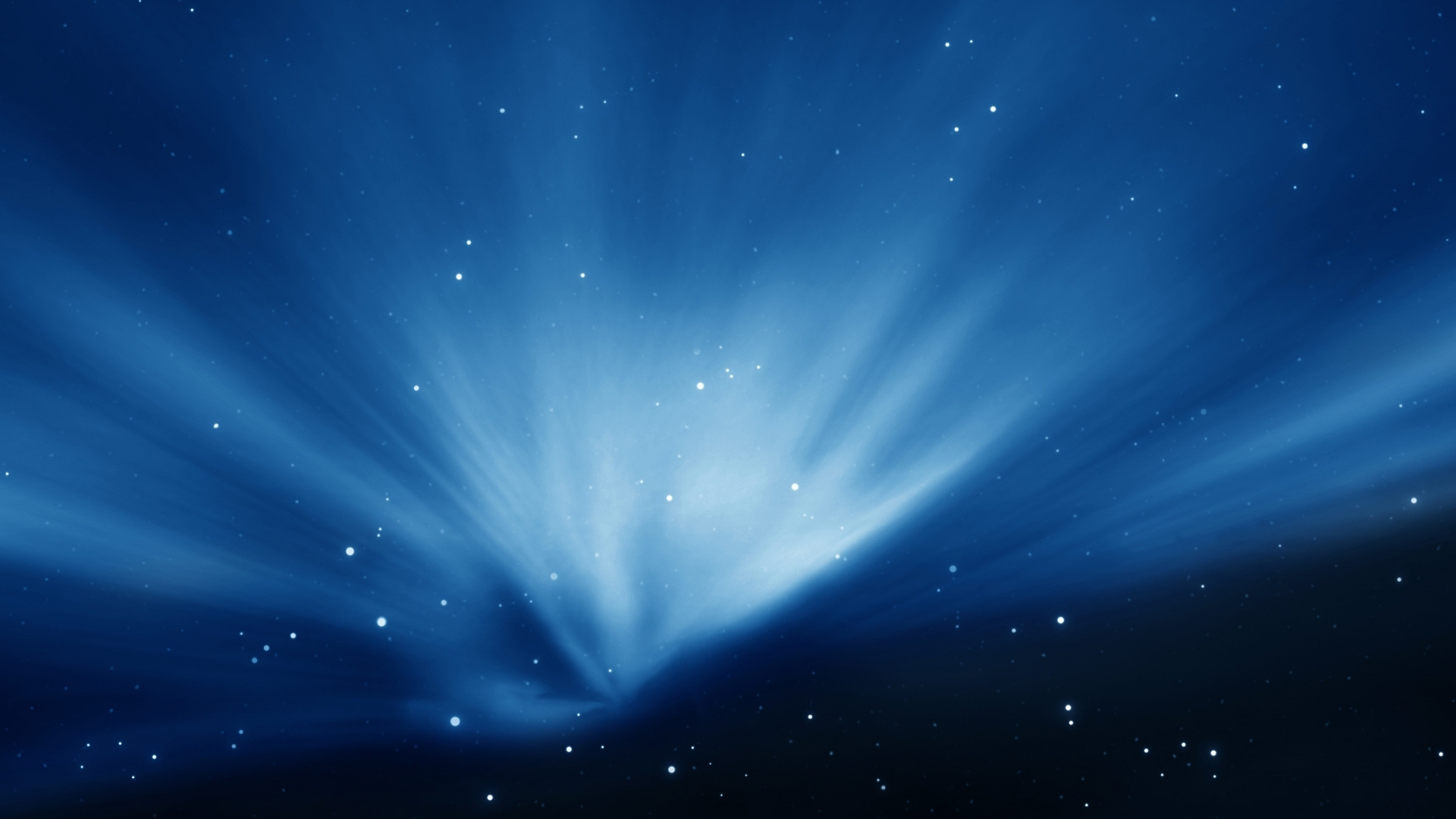 Abstract light blue background with rays of light and sparkling stars