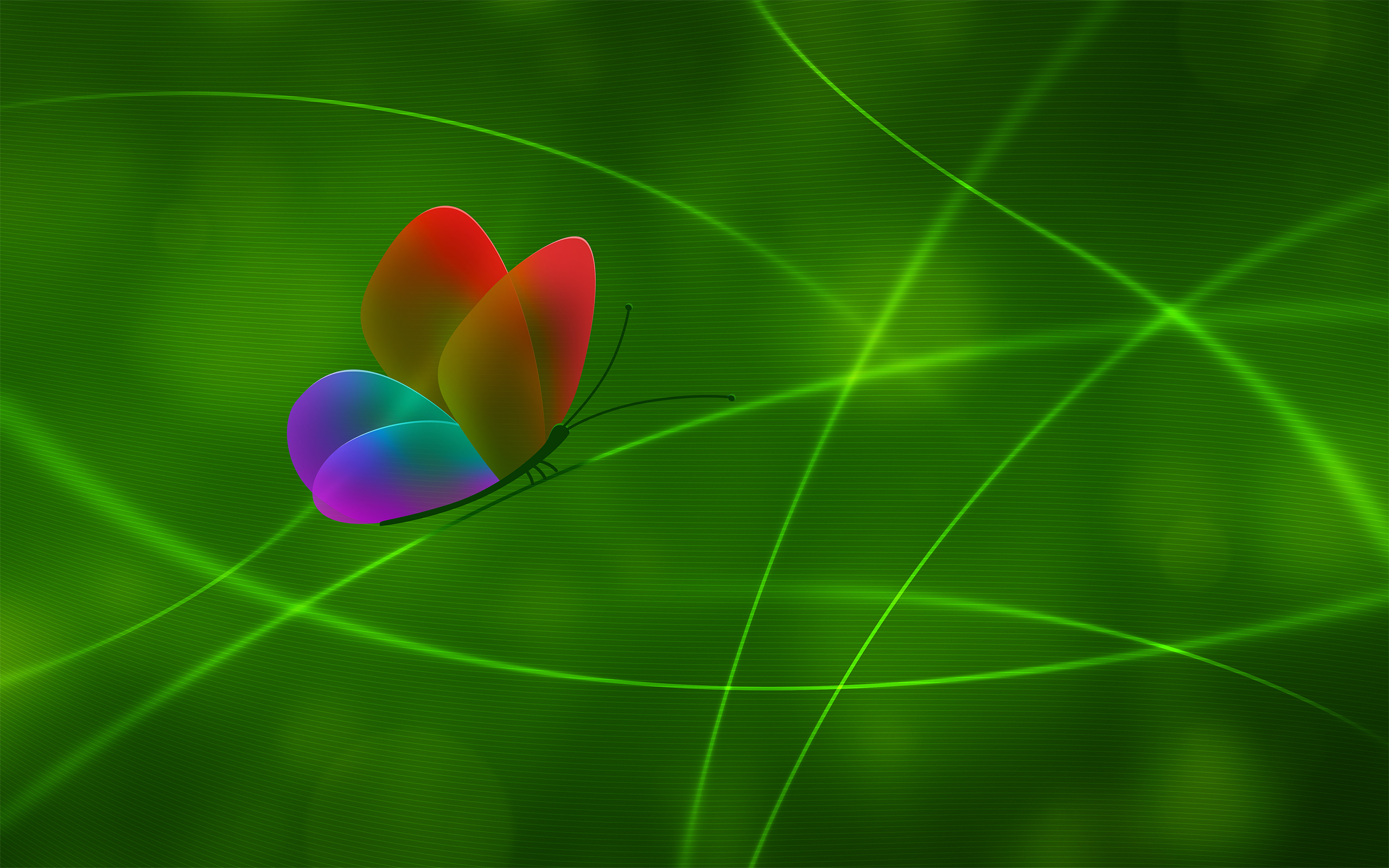 Abstract Butterfly Green Lines HD Wallpaper