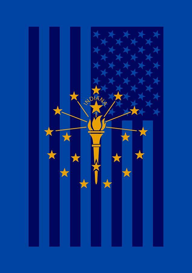 Indiana State Flag Graphic Usa Styling Digital Art By Garaga