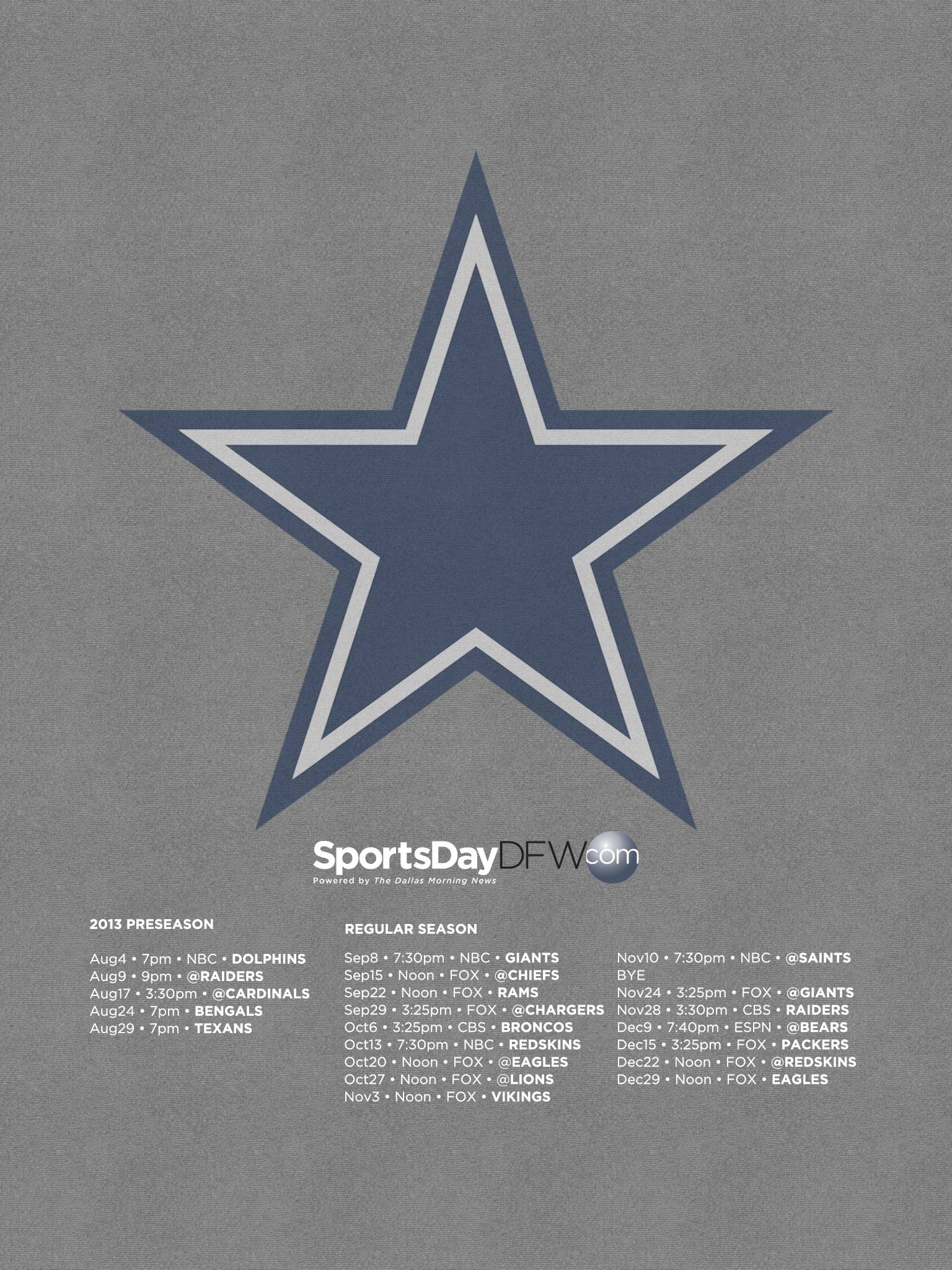 Dallas Cowboys Schedule Wallpaper For Your iPhone iPad And Desktop