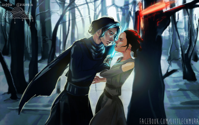 Star Wars Kylo Ren and Rey by LittleChmura on