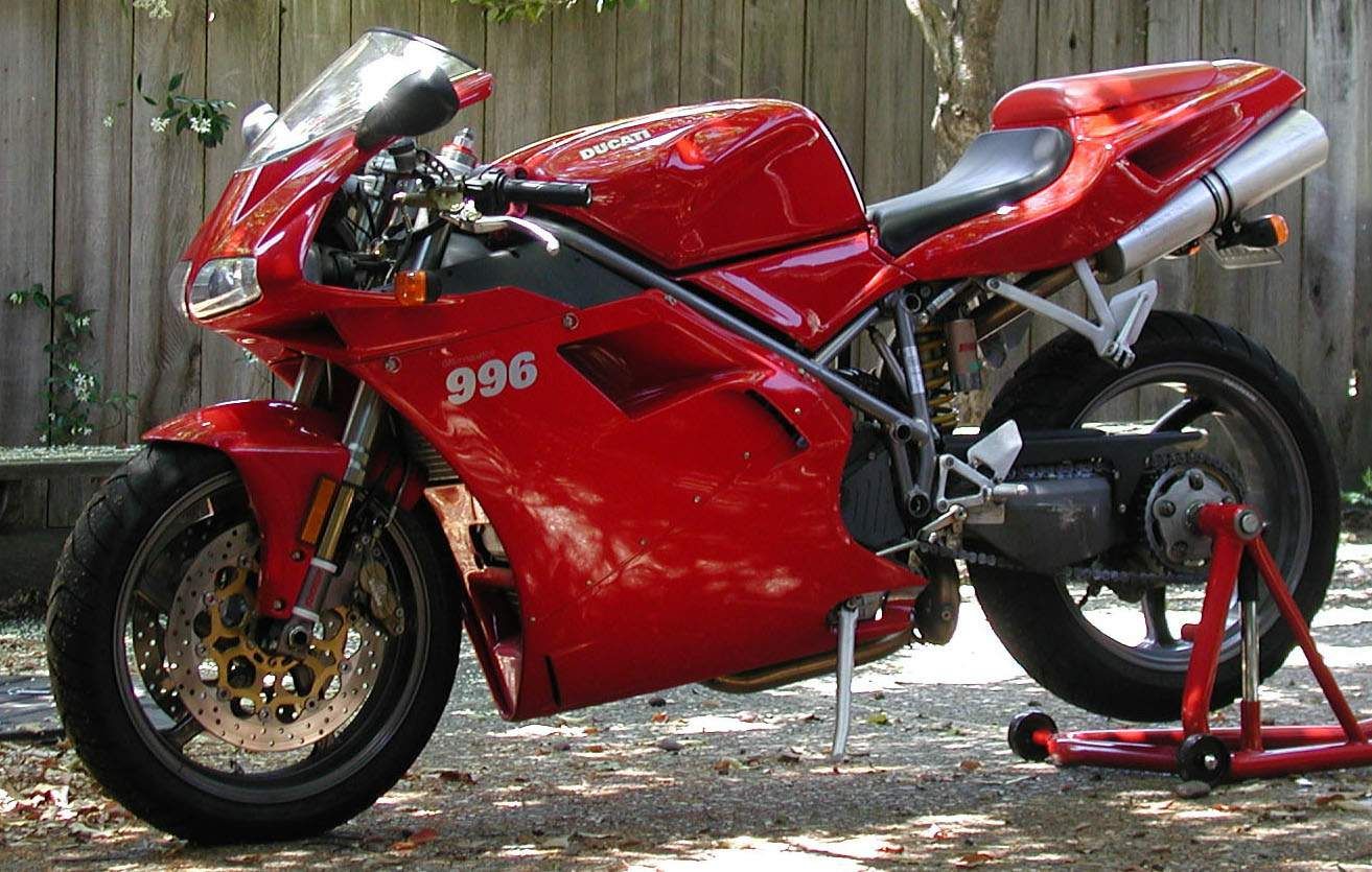 Red Ducati 996 Motorcycle Parked Outdoors
