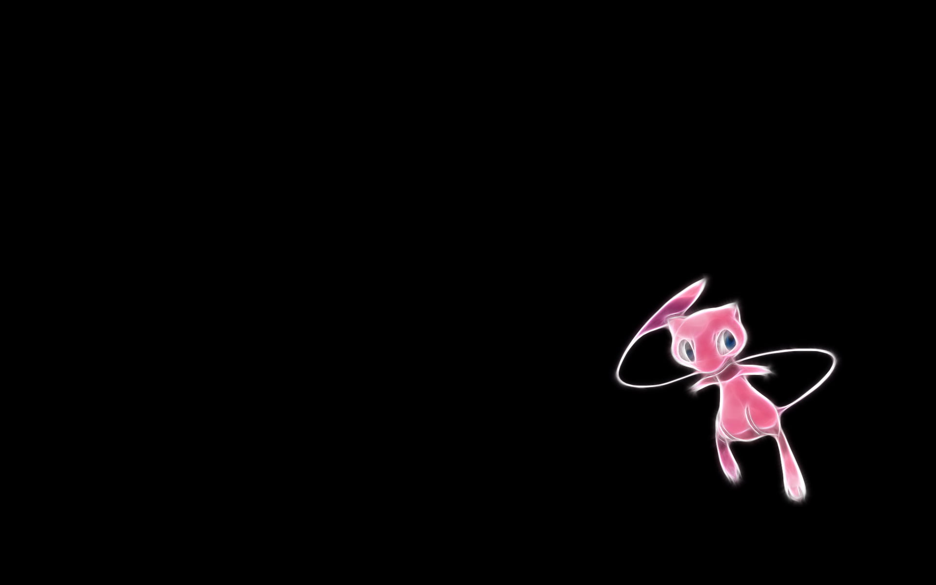 Pink Animal Illustration On Black Background Pok Mon Mew