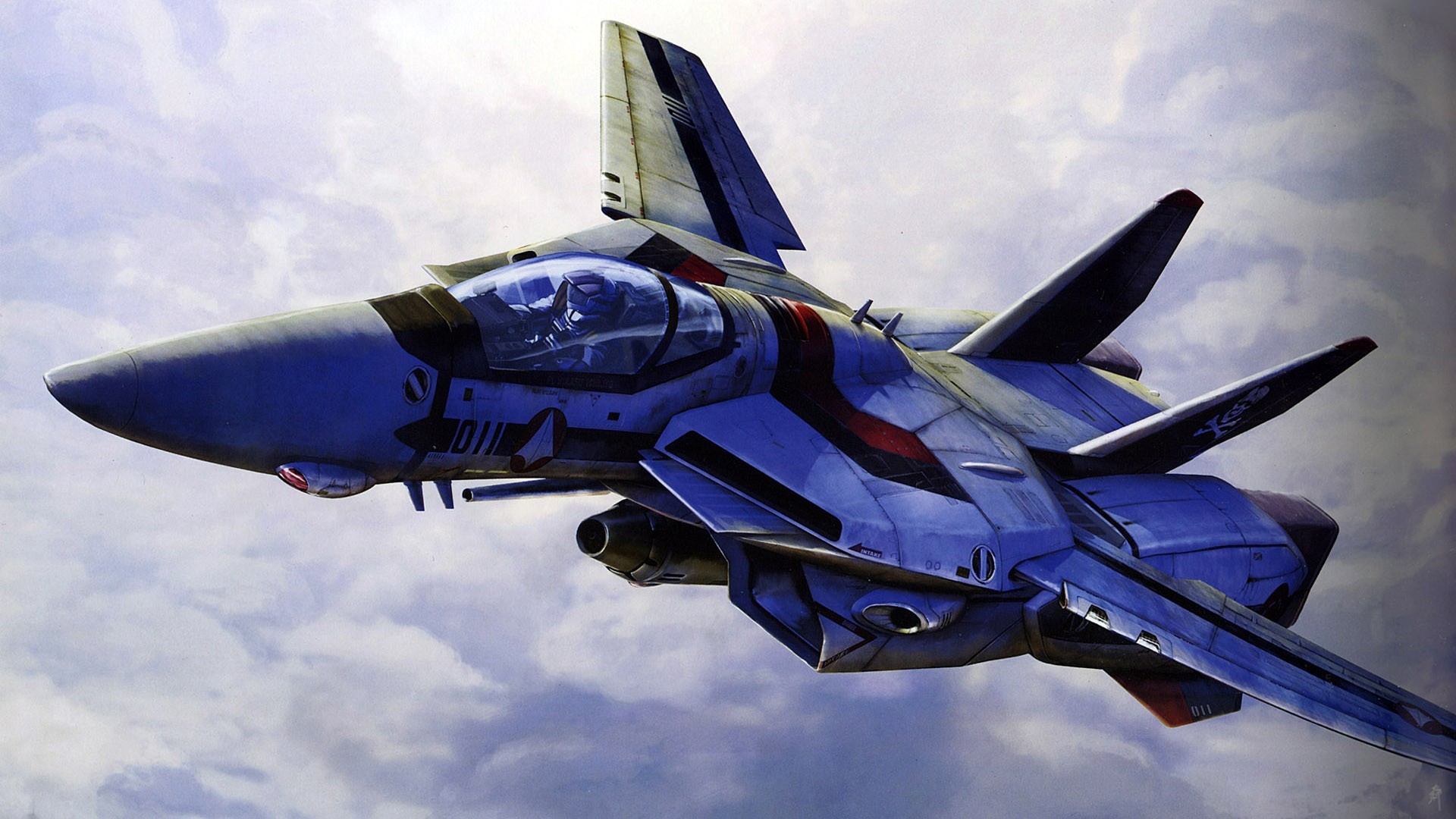 Wallpaper Anime Robot Vehicle Airplane Blue Military