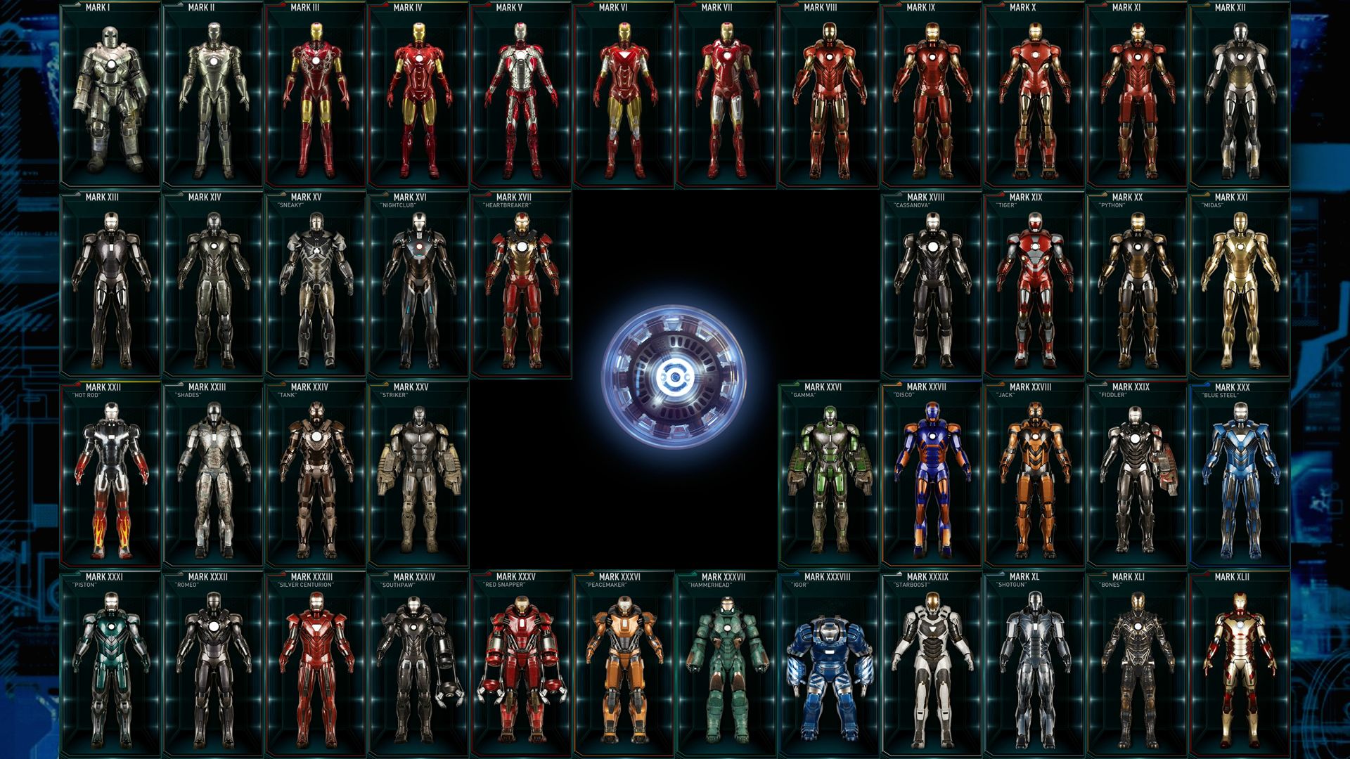Made A Wall Paper Out Of The Current Iron Man Suits