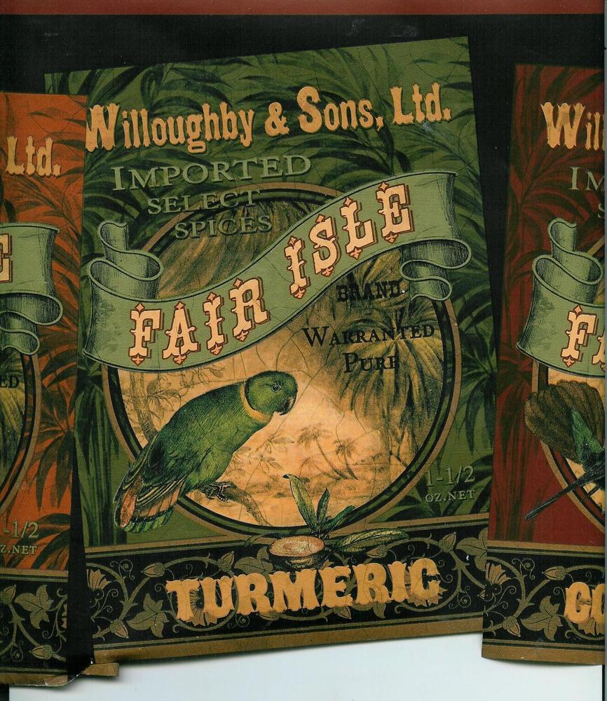 Vintage Antique Spice Labels Fair Isle Wallpaper Border