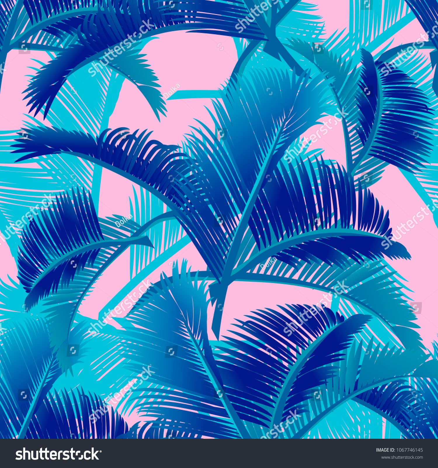 Exotic Palm Leaves On Light Pink Stock Vector Royalty