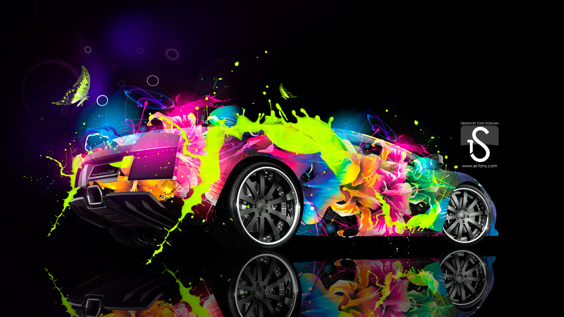 Lamborghini Murcielago Multicolors Abstract Car HD Wallpaper