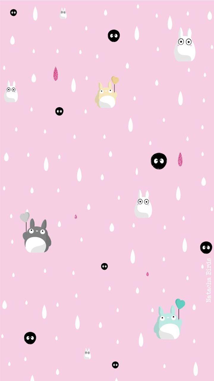 Pink Totoro iPhone background Cute cartoon wallpapers Totoro