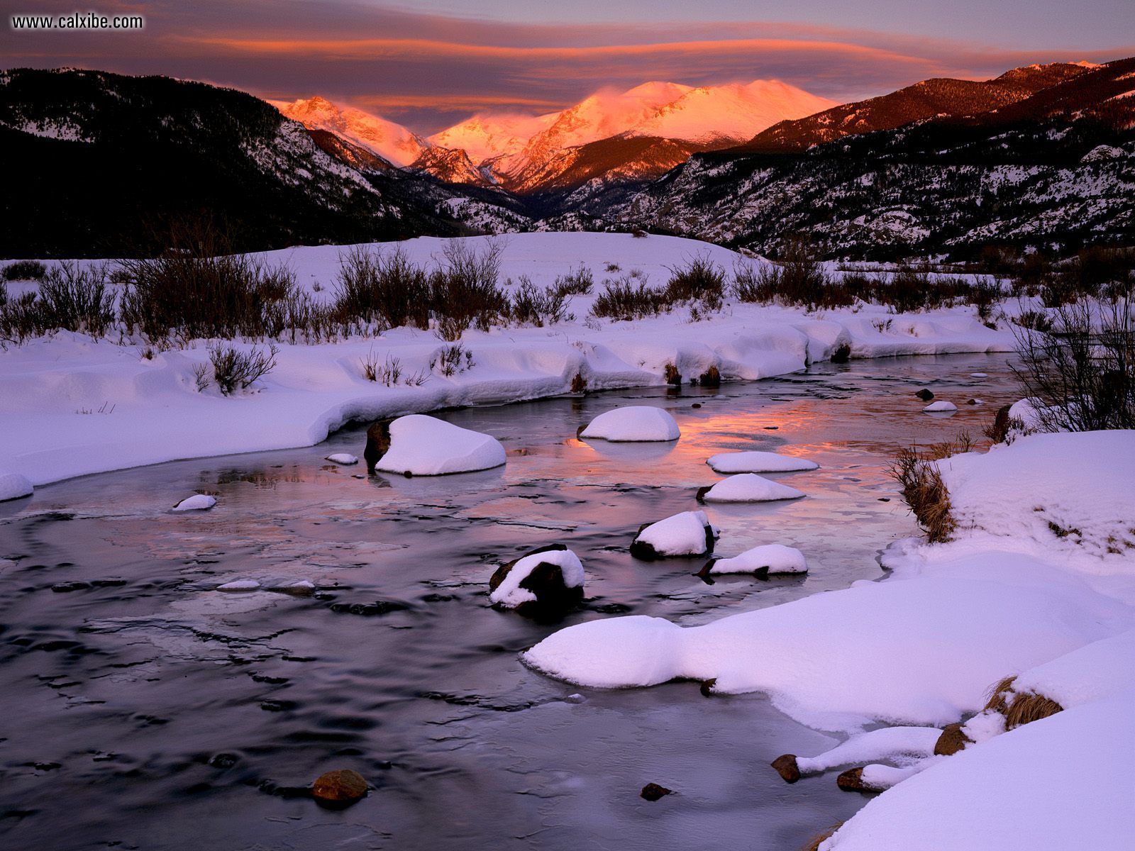 Winter Sunrise Over Big Thompson River Rocky Mountain National