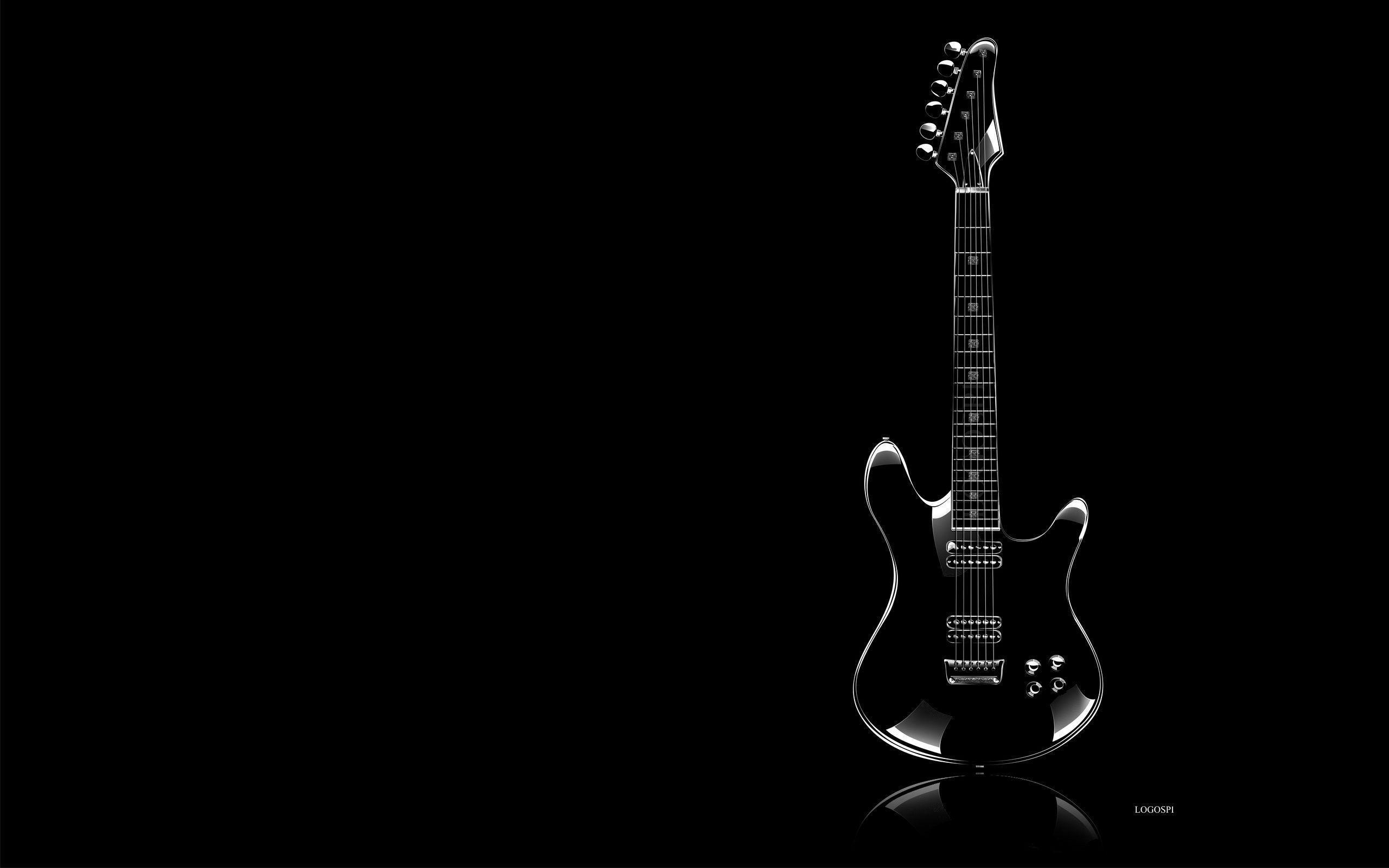 Black And White Guitar Wallpaper Top