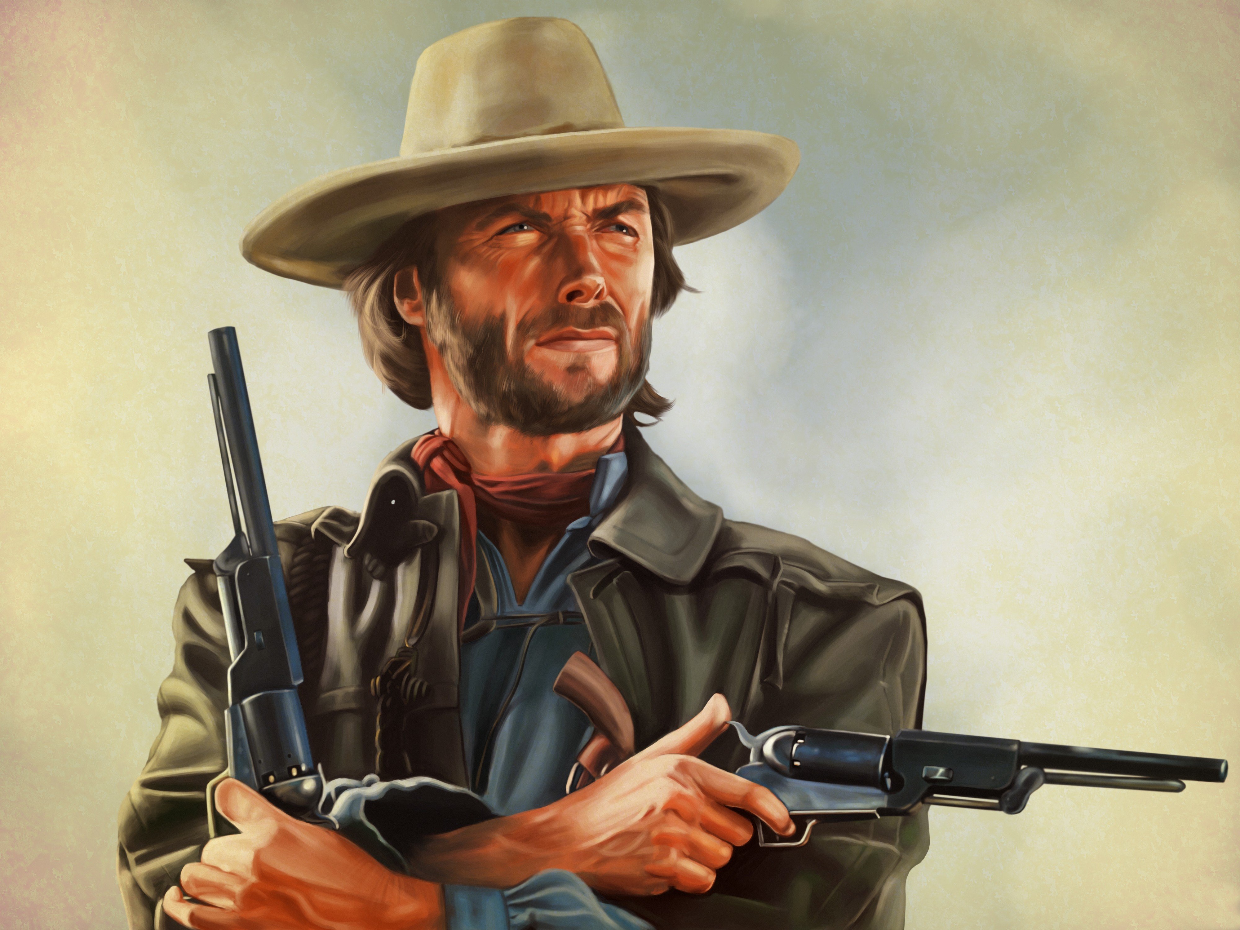 Wallpaper Art Revolver The Outlaw Clint Eastwood Josey Wales