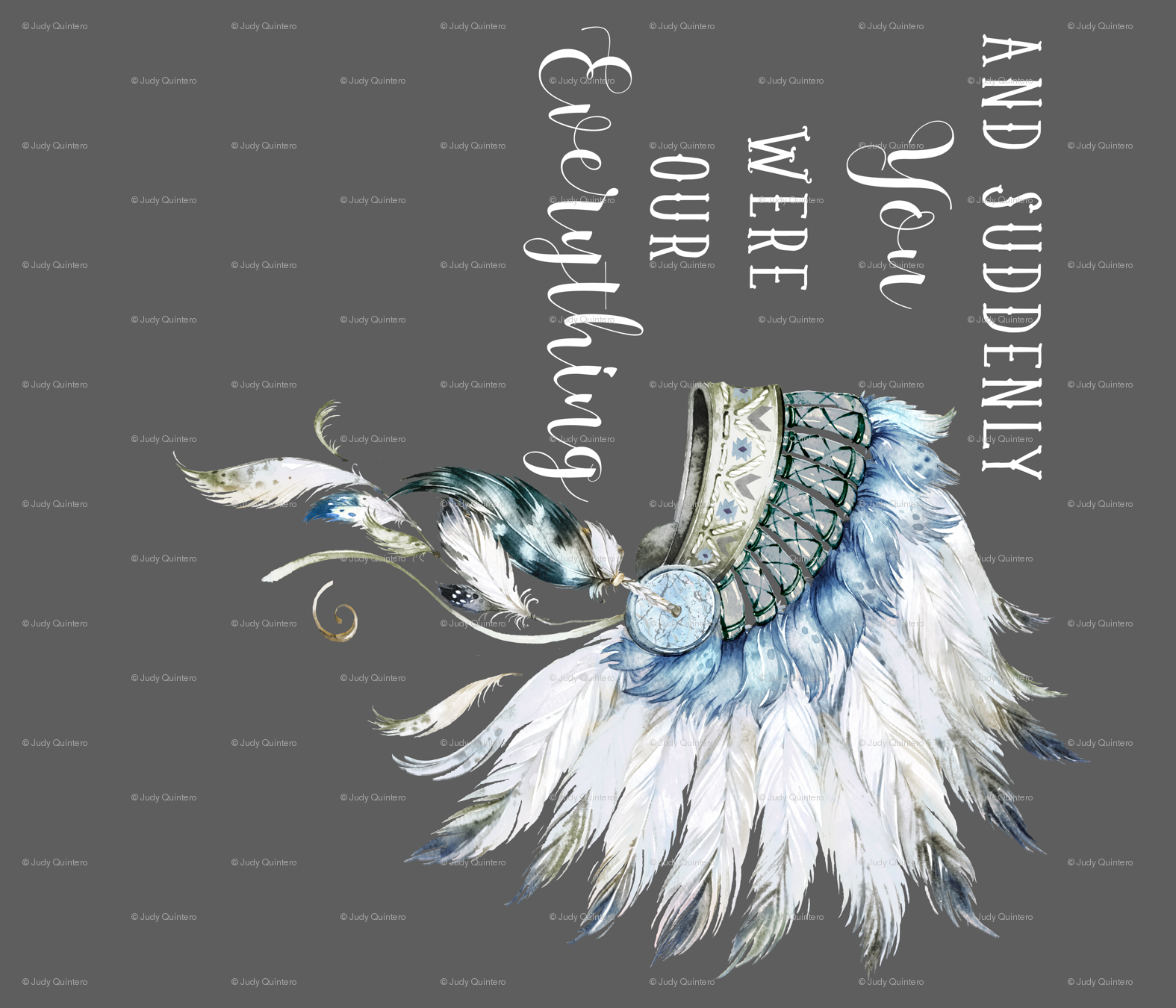 Little Chief And Suddenly Quote Grey Background Fabric