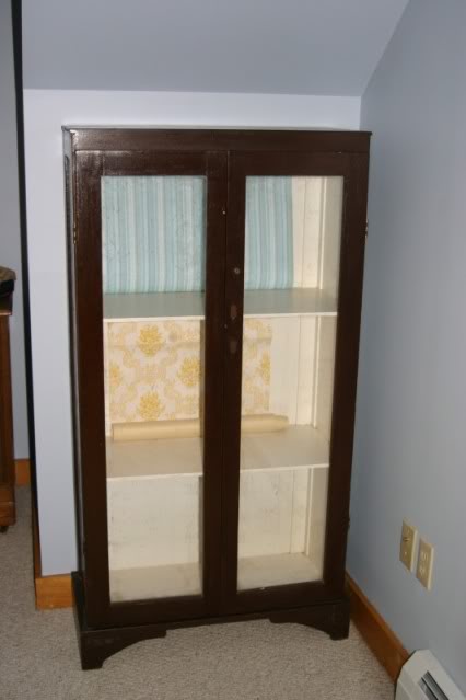 Yardsale Bookcase Suggestions On Wallpapering The Back Needed