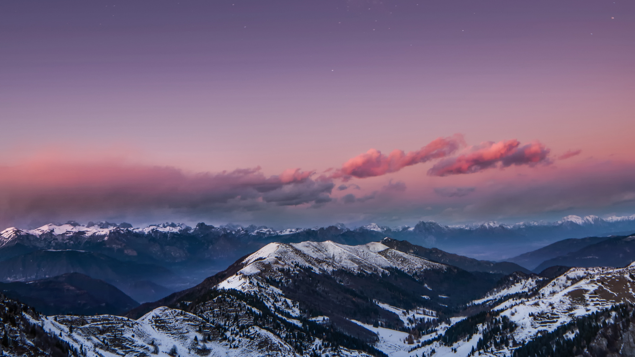 Mountains Starry Sky Night Snow Dolomites Italy 4k Resolution HD Wallpaper