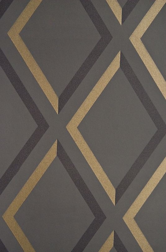 Pompeian Trellis Wallpaper Geometric Charcoal and Black diamond