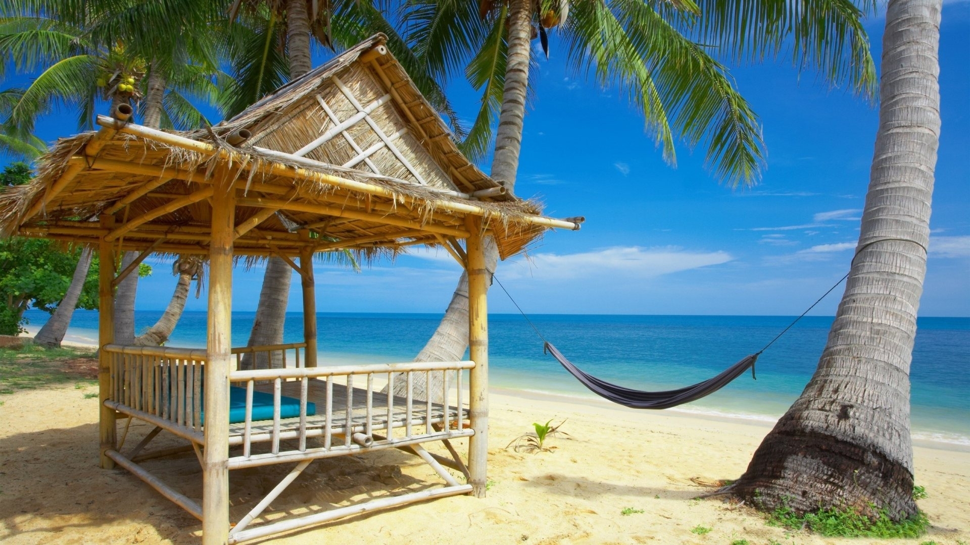 Seychelles Beach Huts HD Wallpaper Background Image