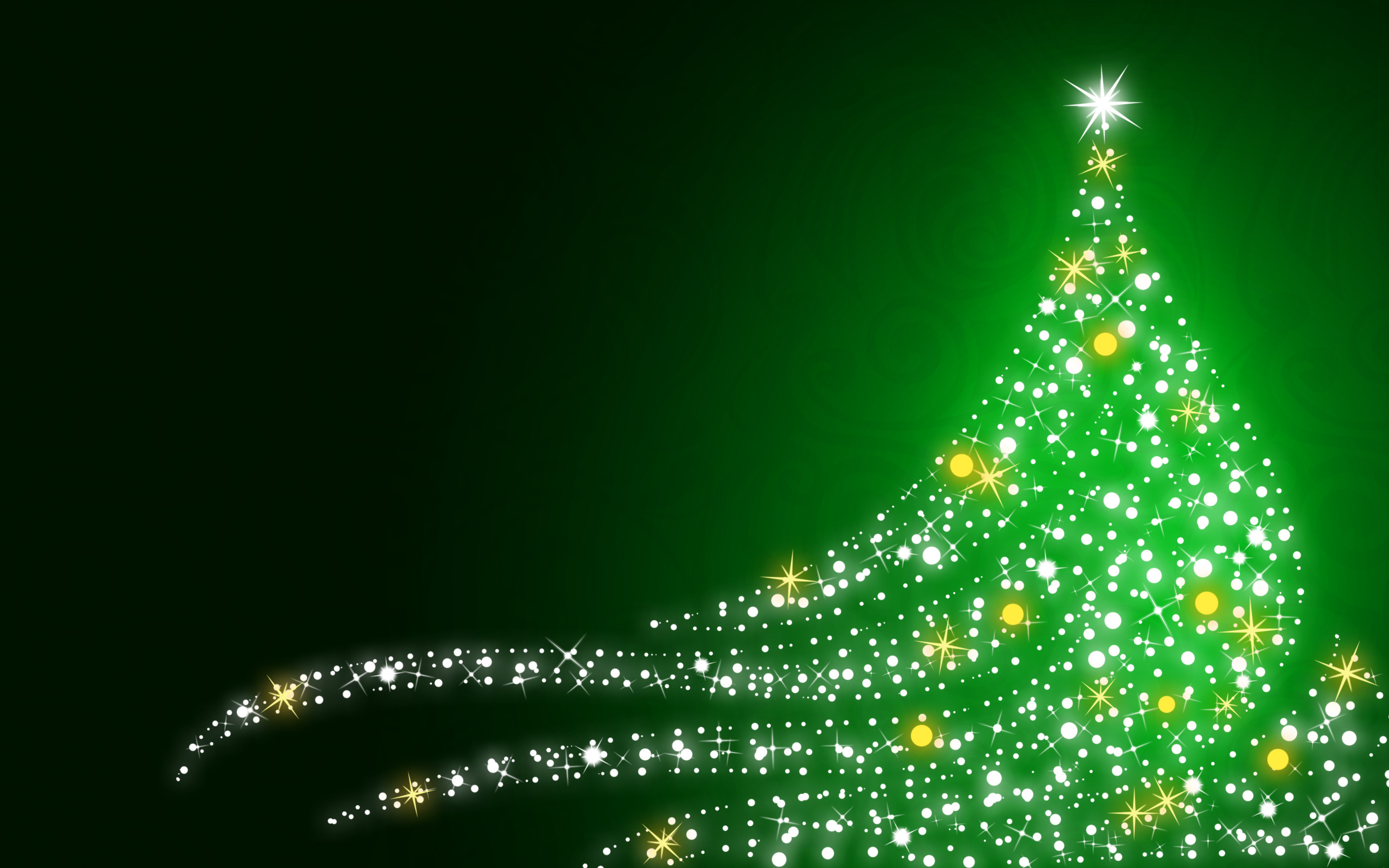 Shimmering Christmas Tree On Green Background Wallpaper