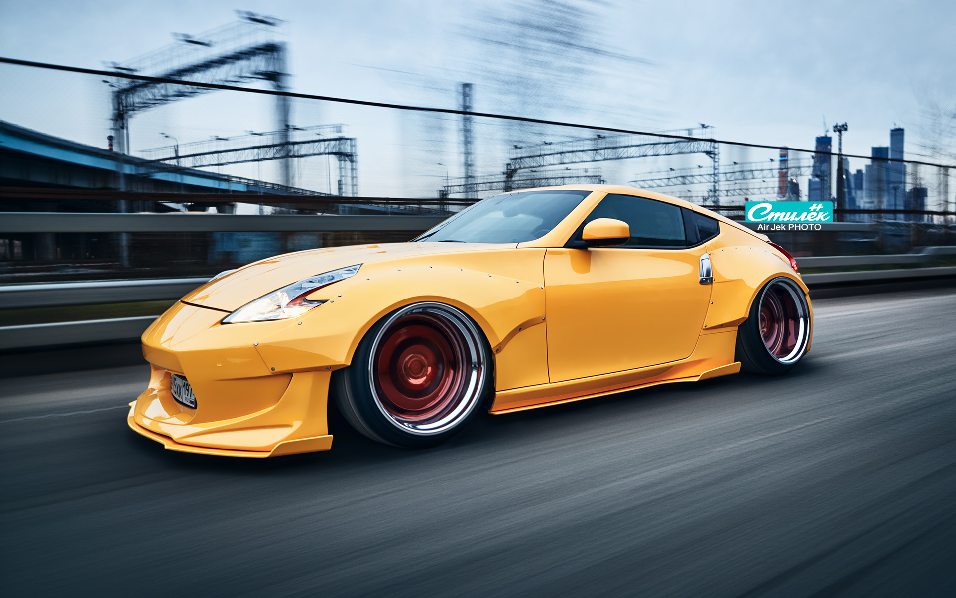 Wallpaper Nissan 370z Tuning Low Stance Moscow City Speed Car