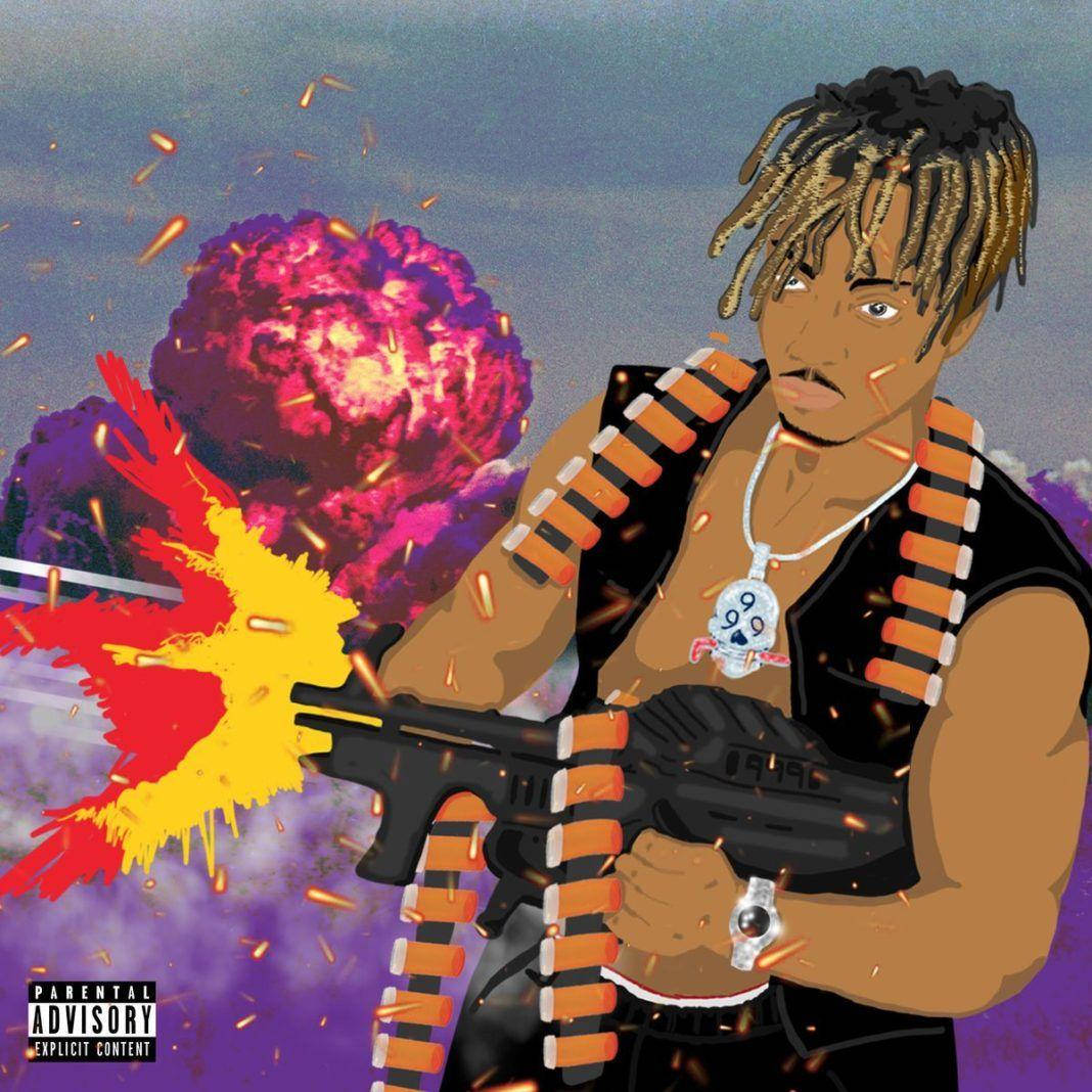 Juice WRLD 4k Wallpaper - Cartoon Illustration of Juice WRLD with a Gun