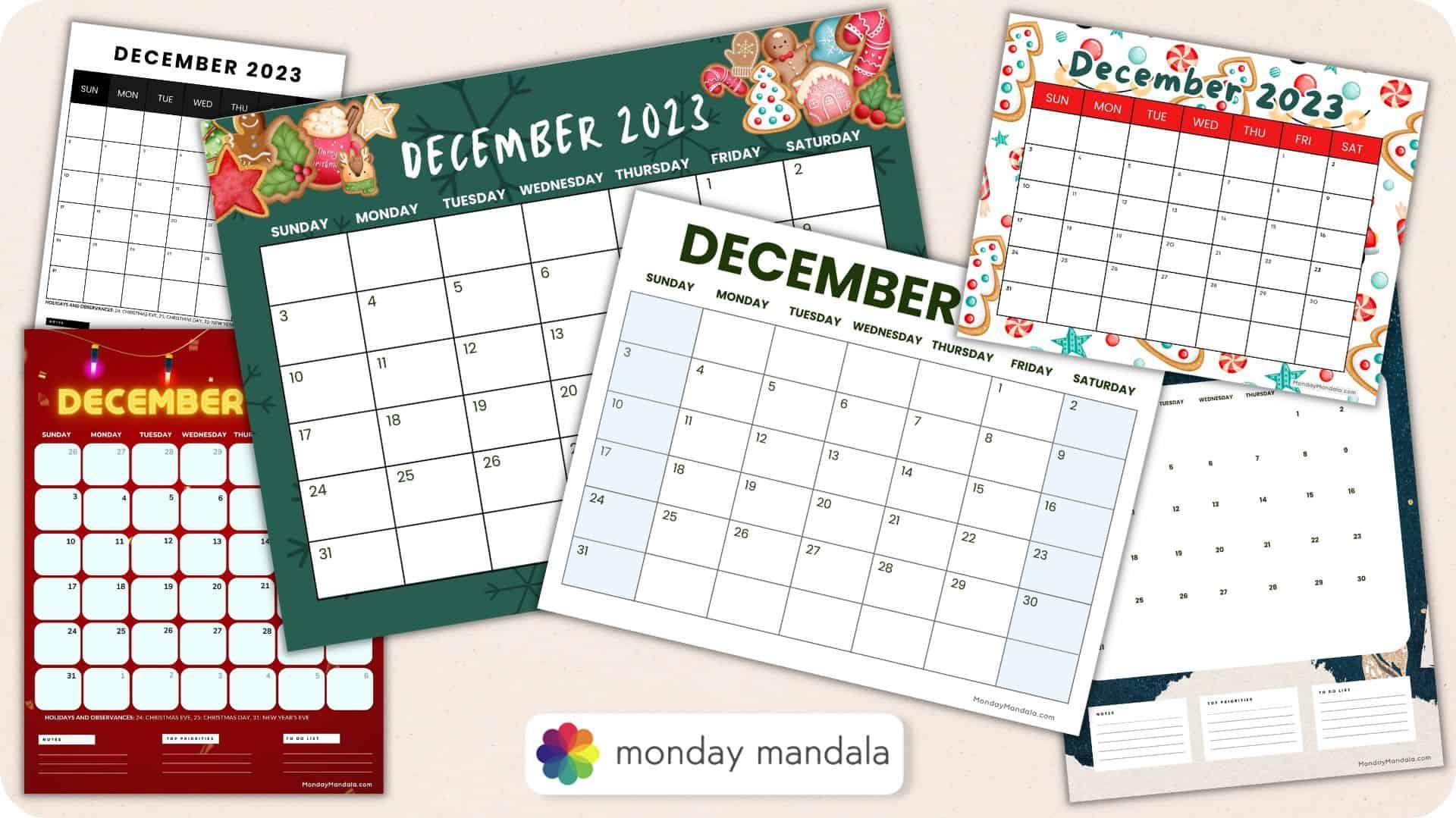 December Calendar Pdf Printables