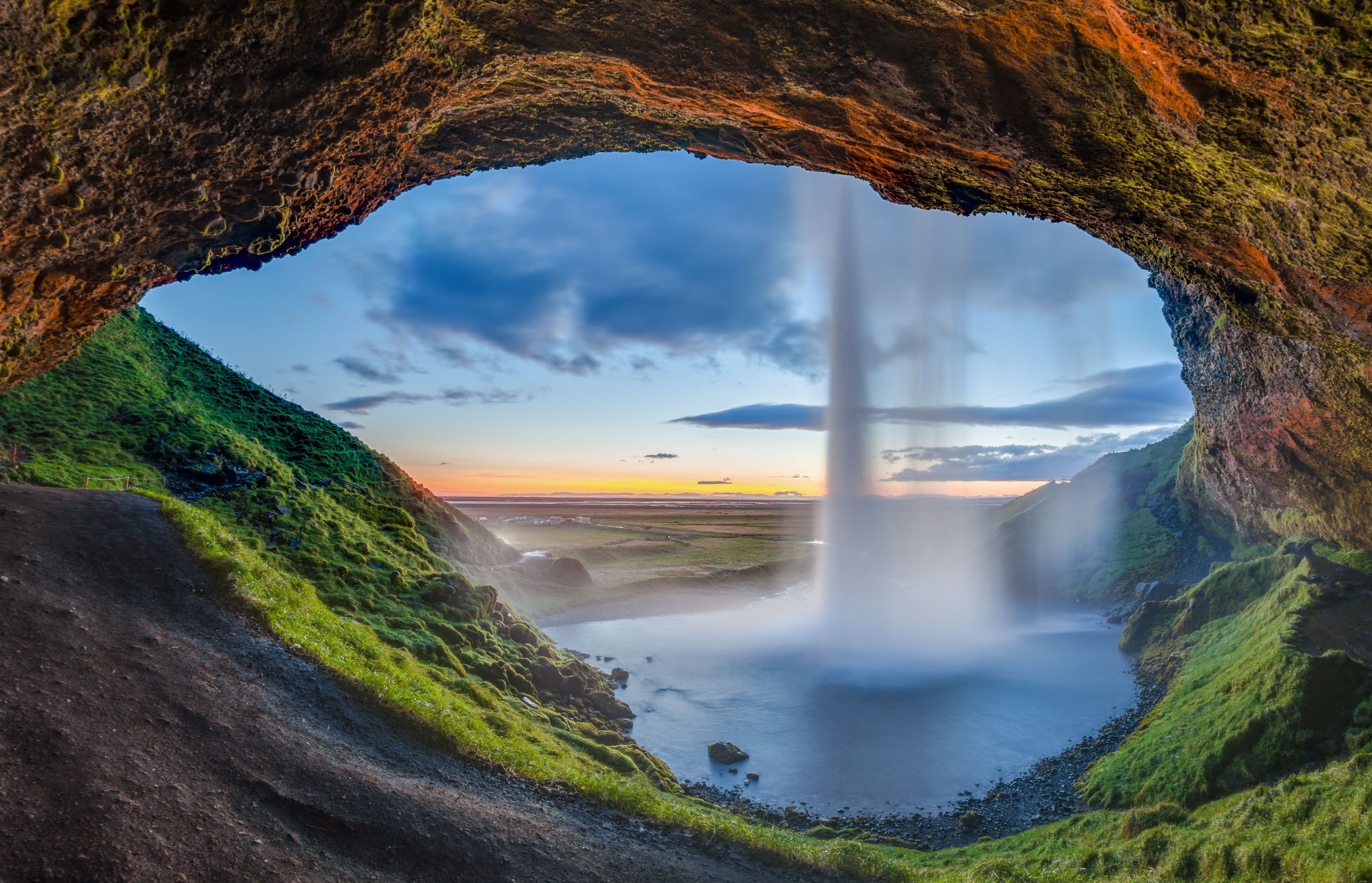 Waterfall Iceland Arch Nature Seljalandsfoss 4k Ultra HD Wallpaper