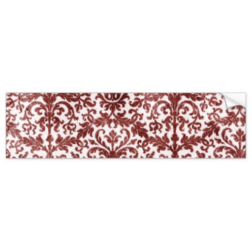 Red And White Damask Wallpaper Pattern Bumper Stickers