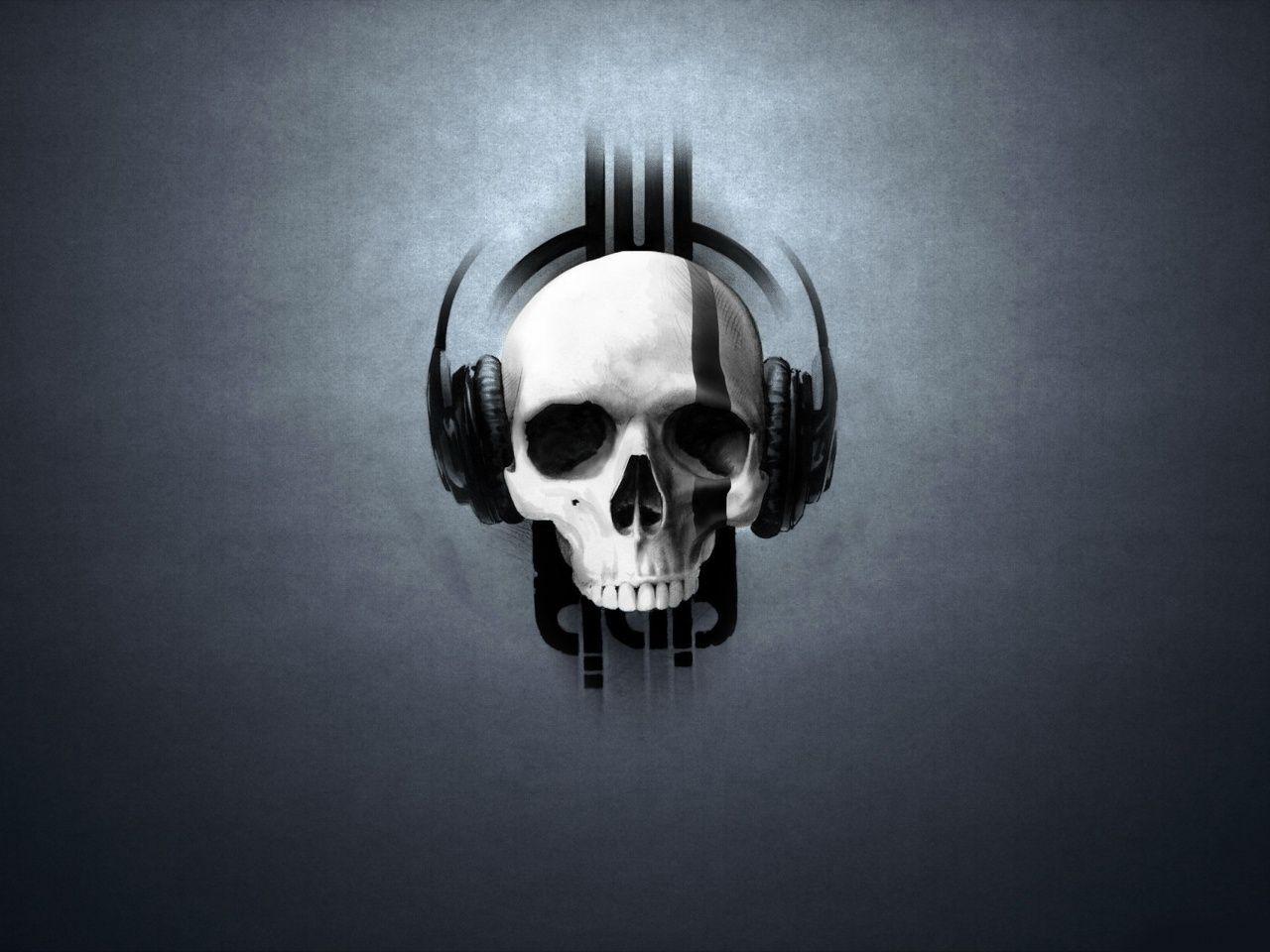 Skull With Headphones Wallpaper Top