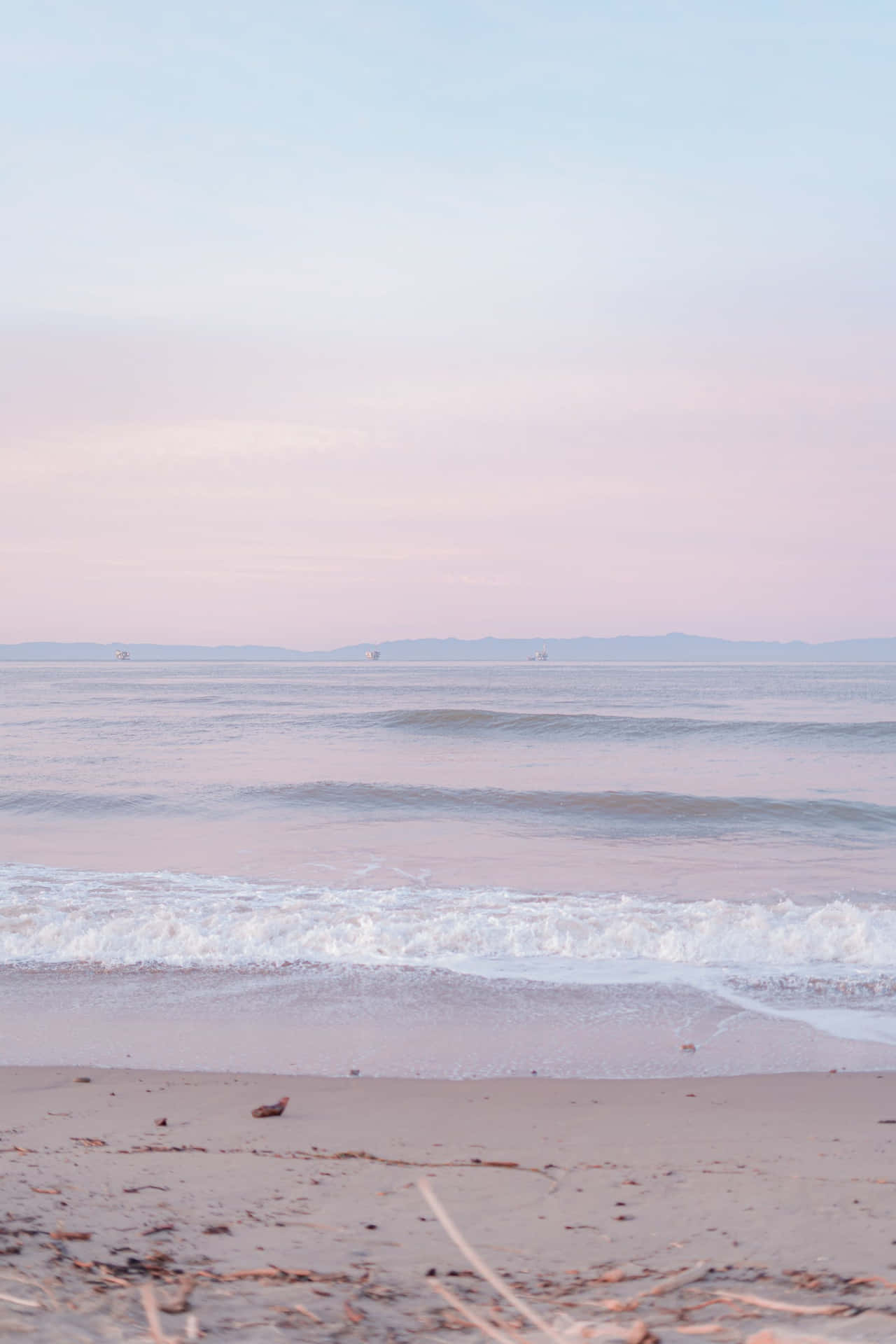 Pale Pink Background Seashore Sky Wallpaper
