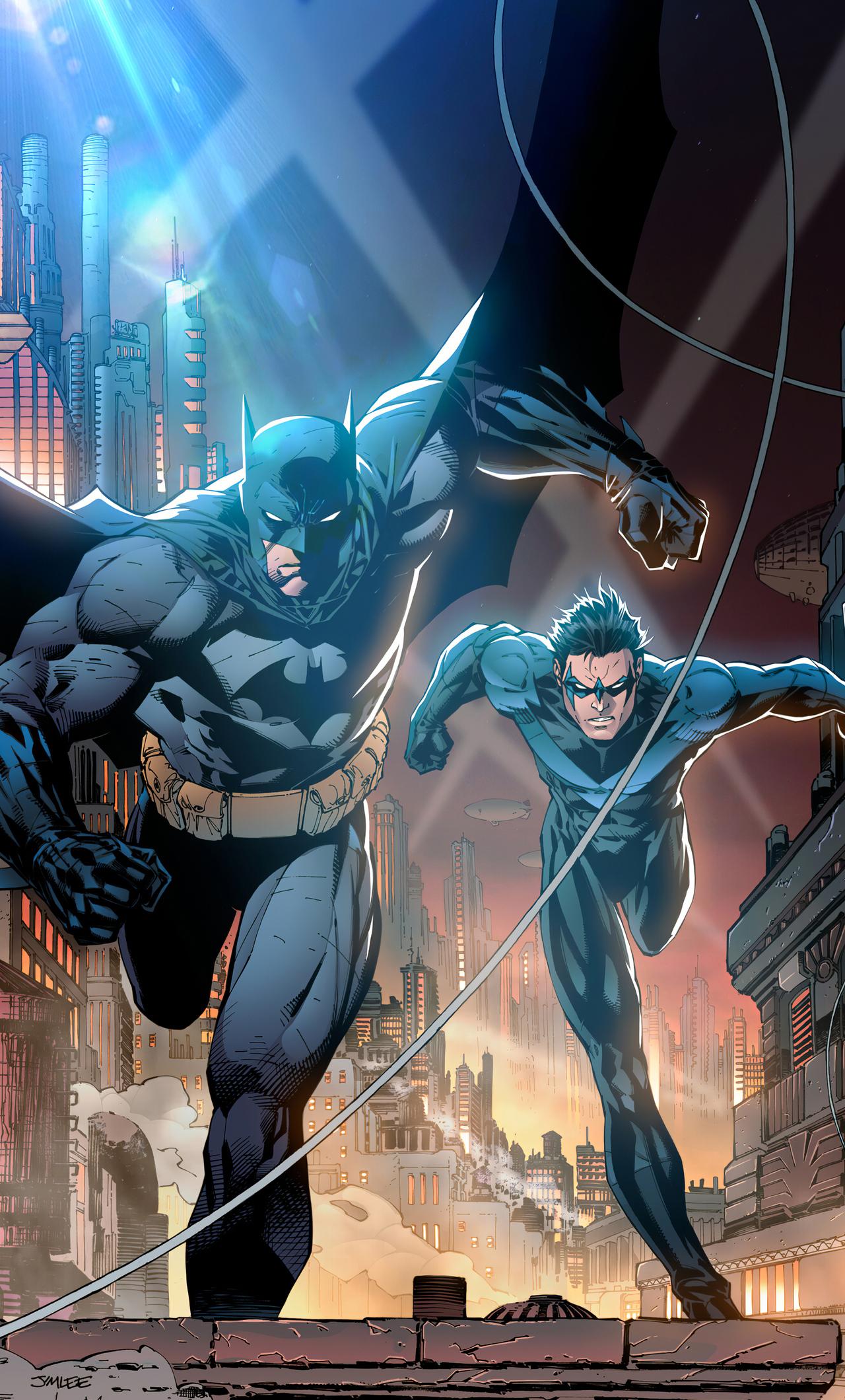 Batman And Nightwing Art iPhone HD 4k Wallpaper