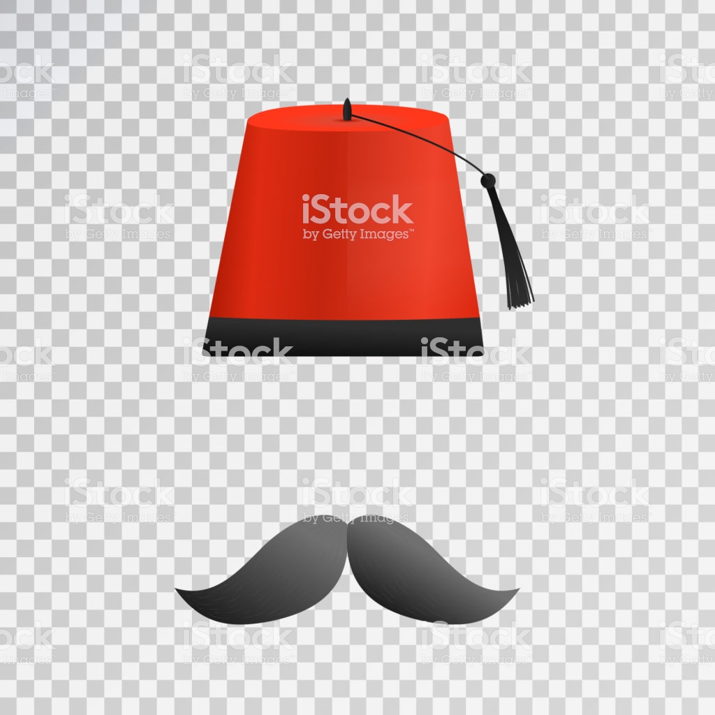 Vector Isolated Cartoon Turkish Hat Fez And Mustache On The