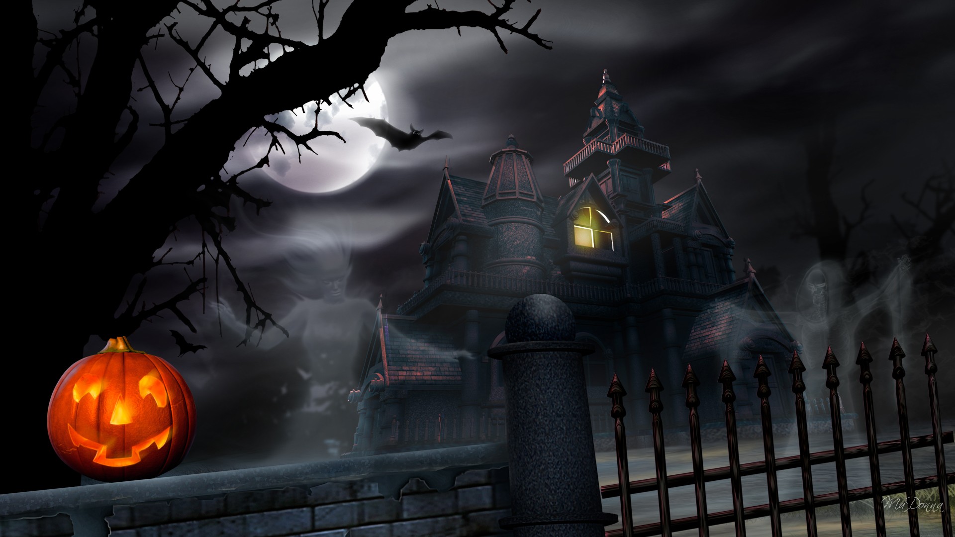 Scary House Of Halloween Wallpaper Background HD