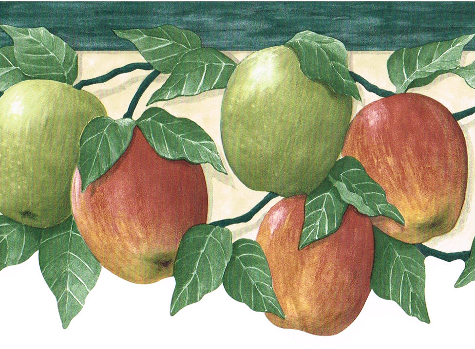 Fruit Red Green Apple Apples Die Cut Kitchen Country Wall Paper Border