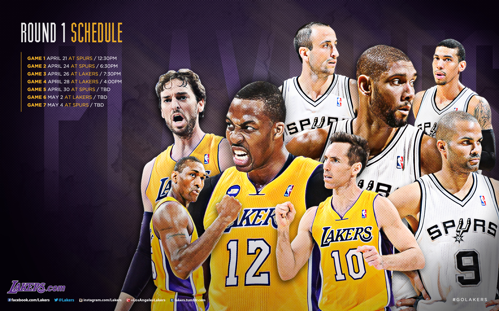 Spurs Vs Lakers 1st Round Thread Win Congrats