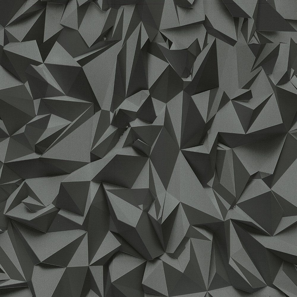 3d Effect Black Silver Futuristic Metallic Vinyl Wallpaper