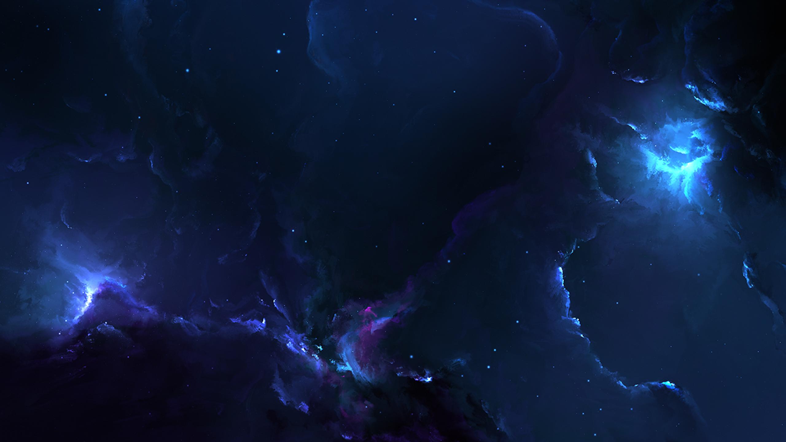 Abstract Dark Sky With Blue Light Fantasy Wallpaper