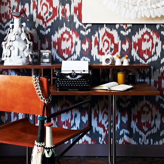 Home Office With Patterned Wallpaper Ideas Housetohome