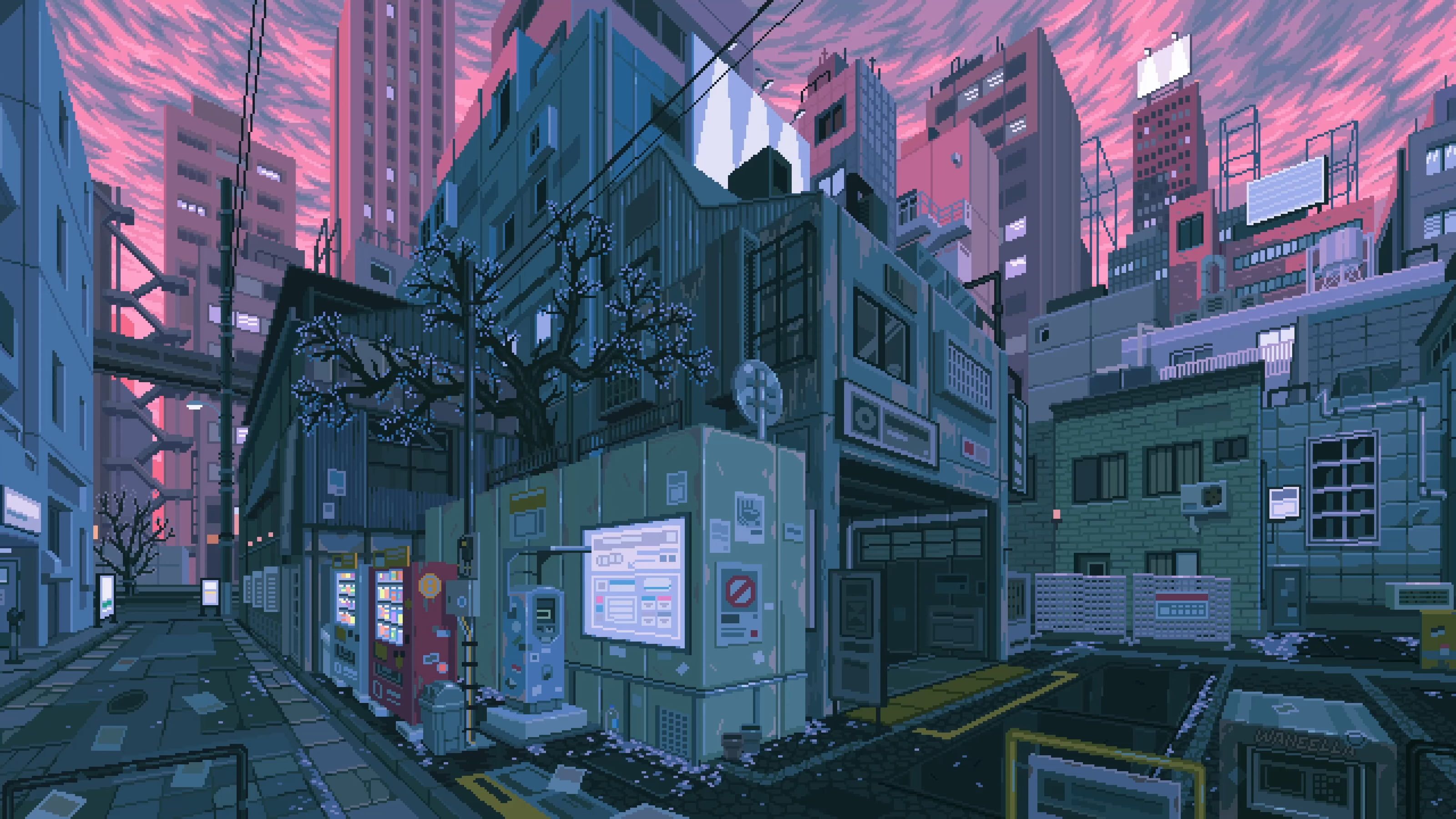Pixel Art City Wallpaper
