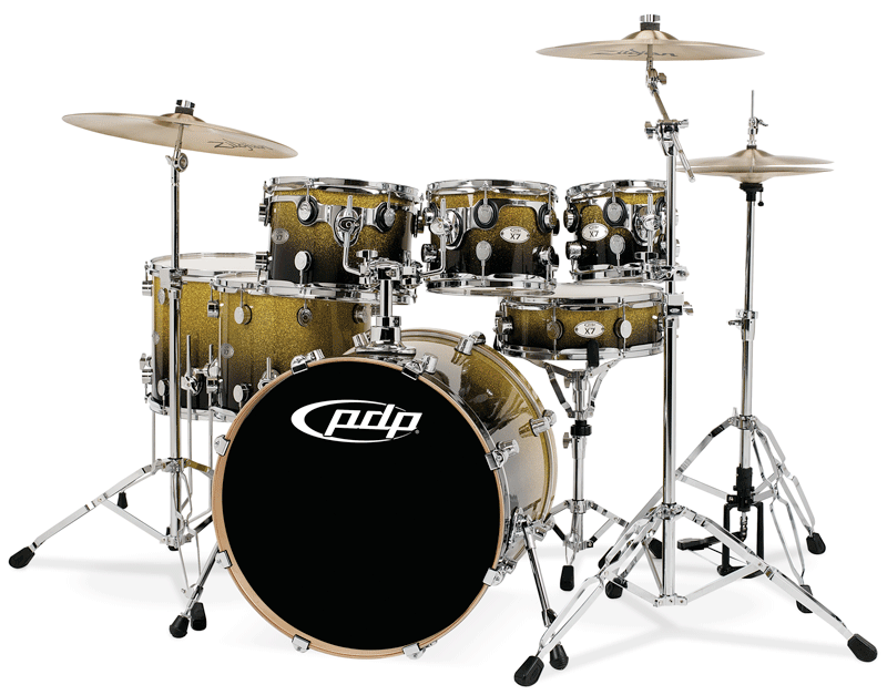 PDP Kits   Pacific Drums and Percussion X7 Series   Lacquered Gold to