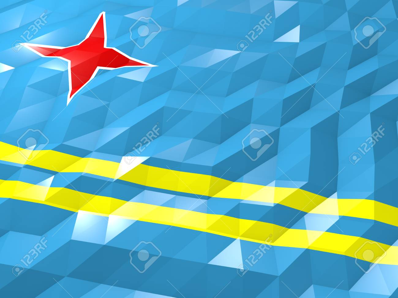 Flag Of Aruba 3d Wallpaper Illustration National Symbol Low