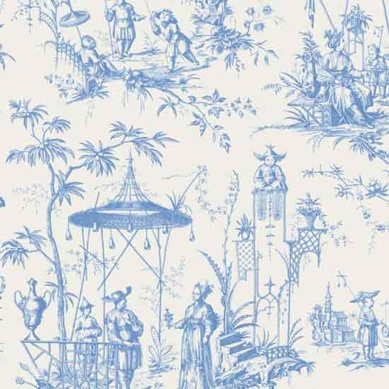 Chinoiserie Toile fabric in Blue Textile Pattern Pinterest