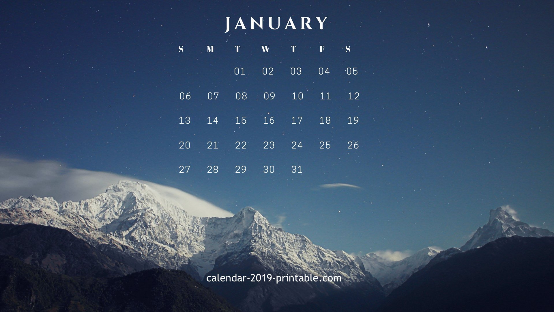 January 2019 Calendar Desktop Wallpapers Calendar 2019 1920x1080