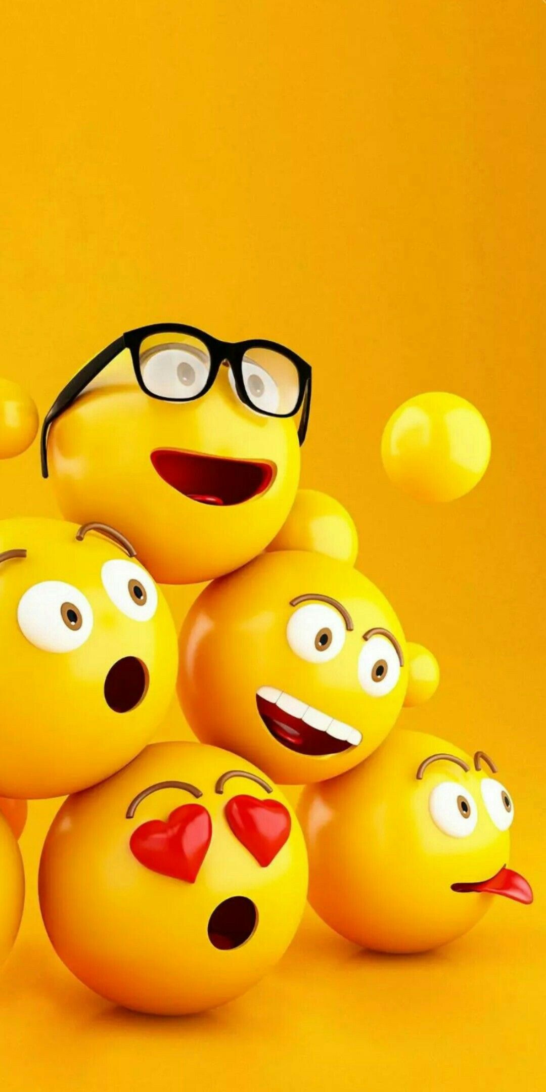 3D Render of Emojis with Yellow Background