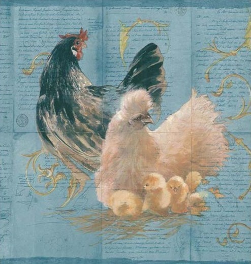 Blue Hens Rooster Wallpaper Border Rustic Philadelphia