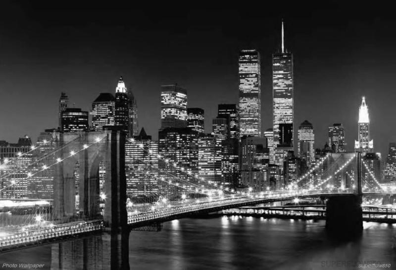 Wallpaper New York Brooklyn Bridge With Twin Towers Wtc As Background